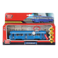 Машинка метал. 18 см "Травмай" инерц. свет+звук, открыв. дверей