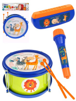 Набор музыкальных инструментов "Веселый оркестр" барабан, губная гармошка, свисток