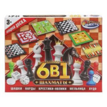 Игра 6в1 "Шахматы,шашки,нарды,крестики,мельница,лудо"