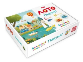 Лото детское "Транспорт" 36 фишек, 6 полей, в коробке