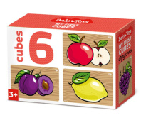 Кубики пластиковые  6шт "Фрукты" ТМ Baby Toys напечатанный рисунок 3+