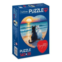 Пазлы    2в1 "Два сердца. Коты и море" 240*270мм, 100*110мм, 140+38 элементов
