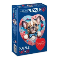 Пазлы    2в1 "Два сердца. Милый песик" 240*270мм, 100*110мм, 140+38 элементов
