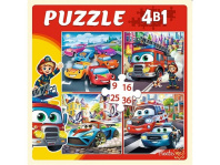 Пазлы    4в1 "Машинки в городе" 9+16+25+36 элементов