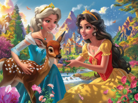 Пазл МАКСИ 35 элементов "Принцессы с олененком"