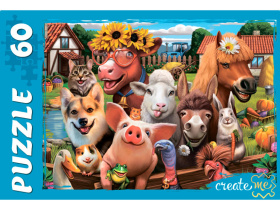 Пазлы   60 элементов  237*330мм.   "Забавные животные"