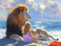 Пазлы  500 элементов  480*330мм. "Девочкаи лев"