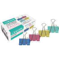 Зажим д\бум. мет. цветные deVENTE  Pastel 15мм., 12шт/уп.