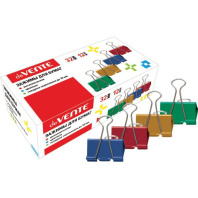 Зажим д\бум. мет. цветные deVENTE 32мм., 12шт/уп.