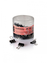 Зажим д\бум. мет. черн. Глобус 19мм., 48шт/уп.пластик.