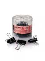 Зажим д\бум. мет. черн. Глобус 32мм., 15шт/уп.пластик