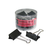 Зажим д\бум. мет. черн. Глобус 51мм., 8шт/уп.пластик