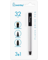 Флеш-драйв  32 GB USB 2.0 Smartbuy Ручка-флэшка-стилус серебристая