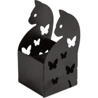 Подставка для шк.принадлежностей "Сat" 8x8x6,8 см, в форме кошечки, метал.черная