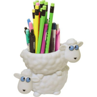 Стакан для шк.принадлежностей "Овечки"  9*9*15см , пластиковая*
