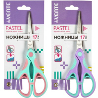 Ножницы deVENTE. Pastel 17 cм, двухцв. прорезин. кольца с лепестками