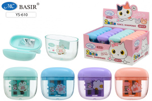 Точилка пласт. с контейнером 2 отв. "Лапки" 5,5*5см