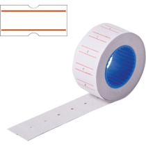 Этикет-лента 21*12 белая с красной полосой, прямая, 600 этикеток