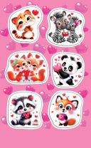 Наклейки детские 15*9см  "Влюбленные звери"
