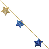 Бусы декоративные  1м, со звездами,  красный/золотой/синий/серебро