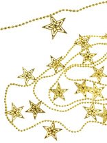 Бусы декоративные  2,7м "Яркие звезды" в индивид. упаковке, золотые