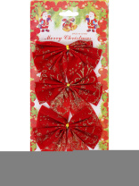 Набор ёлочных бантов  3шт, 13см "Золотистая россыпь" текстиль