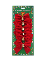 Набор ёлочных бантов  6шт, 8см "С Новым Годом" красный, текстиль