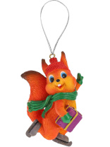 Подвесное украшение  7см "Бельчонок на коньках" из полирезины