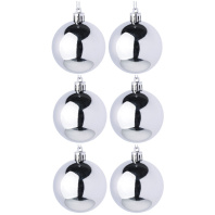 Набор елочных шаров  6 см, 6 шт., серебро, пластик