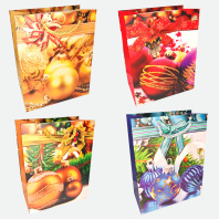 Пакет подар. бум. новогодн. 18*23*10 см 210 гр/м2 "Елочные шарики"