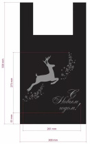 Пакет майка ПНД 30см+14см*55см 14мк "Олень" чёрный