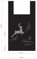 Пакет майка ПНД 30см+14см*55см 14мк "Олень" чёрный