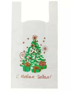 Пакет майка ПНД 30см+14см*55см 25мк "Ёлка" белый