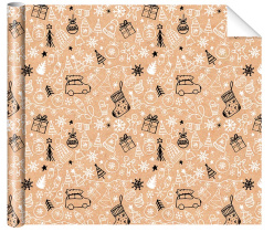 Бумага упаковочная крафт 70*100см "Новогодняя"