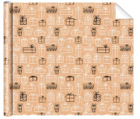 Бумага упаковочная крафт 70*100см "Подарки"