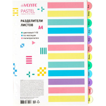 Разделитель листов пластиковый A4 Pastel, цветовой, по месяцам