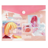 Конверт на кнопке  с рисунком А6 (170*140мм) "Аниме-коллаж"