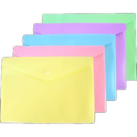 Конверт на кнопке А4 0,18мм, Pastel, непрозрачная, 5цв.
