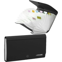 Папка 13 отд. на кнопке 178*120мм "Black" , с цв. индексами, черная