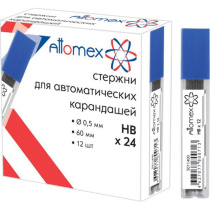 Грифели запасные ATTOMEX 0,5мм, HB, 12 гриф. в пенале