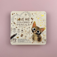 Карандаши цвет. 72цв BV "Love me. Милый котик" метал.коробка