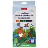 Карандаши цвет. Jumbo 10цв  Hatber "Диносад" шестигран.