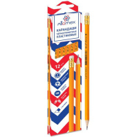 Карандаш Attomex HB, шестигр., пластик. корп. желтый с ластиком