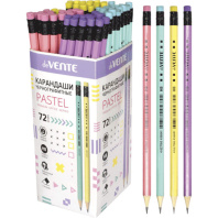 Карандаш deVENTE HB Pastel, шестигранный, с ластиком, корп. ассорти