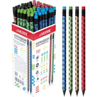 Карандаш deVENTE HB Soft Shimmer, круглый, с ластиком, ассорти с рисунком, преламутр