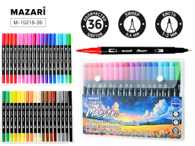 Набор маркеров акварельных  36цв. кистевидн./файнлайнер Maestro, двусторон.