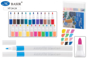 Набор маркеров акриловых  24цв. пулевидн. "Basir" 1-2,4мм
