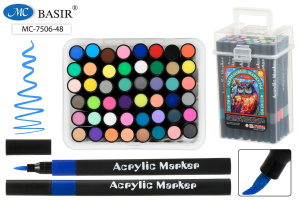 Набор маркеров акриловых  48цв. кистевидн. "Basir. Сова" 1-5мм