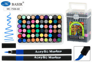 Набор маркеров акриловых  60цв. кистевидн. "Basir. Павлин" 1-5мм