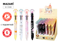 Ручка шар. многоцв. 6-ти цветная, "Miao" цветной корпус, 0,7мм